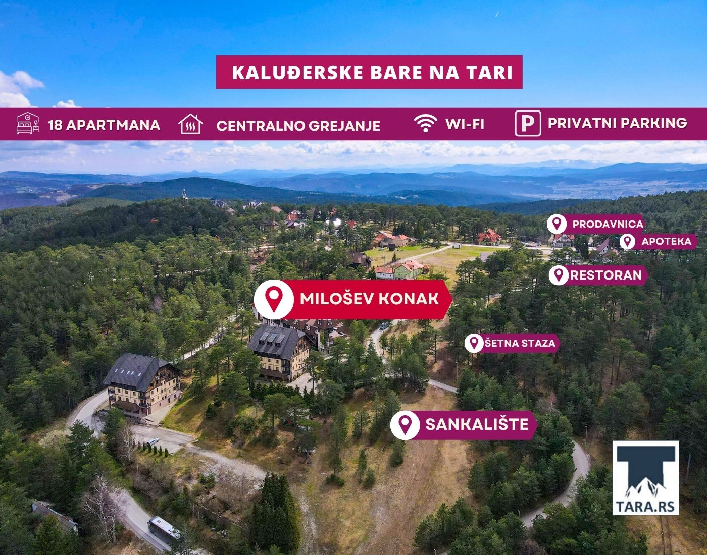 Milošev Konak među borovima